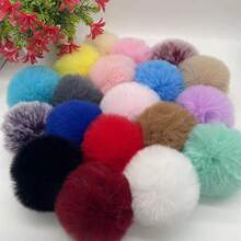 20pcs Faux Fur Pom Pom Ball- 2.76 Inches Fluffy Pompom With Elastic Ring, Keychain, Scarves, Gloves, Bags Accessories - Red - View 5