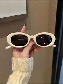 3 件装新款个性化热门女孩风格美式时尚眼镜，三星复古椭圆小框高端时尚眼镜，适合晚会、旅行、街拍等各种大型户外活动，送给女朋友、男朋友、情侣款椭圆形太阳镜 - 彩色 - 查看 5