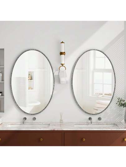 Wand Spiegel Oval Elegante Bathroom ation Bedroom Clear Glass Metal Frame view 3