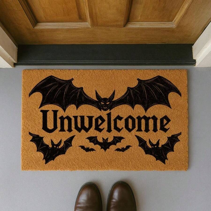Unwelcome Bat Style Gift | Dark And Gothic Doormat Halloween Doormat | Spooky Season Decor | Witchy Welcome Mat | Gothic Home Decor Halloween Decor Fall Decor Room Decor - màu đen - Xem 1