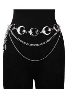 1Pc Chain Belt Silver Gold Chain Belt Chain Belts For Women Fashion Silver Gold Belt Chain Silver Waist Chain Belt Star Chain Belt Metal Chain Belt Moon Chain Belt Layered Waist Belt