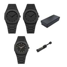 1 pieza Reloj de pulsera de cuarzo clásico y creativo para hombre, de estilo casual de negocios en azul, negro y rosa, con diseño de números arábigos y dibujos animados, adecuado para la oficina, deportes, cumpleaños, regalo para días festivos