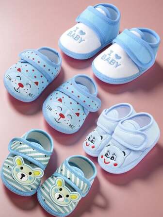 1 par de zapatos y calcetines suaves para recién nacidos, zapatos de caminante para bebé de 0 a 6 meses y de 6 a 12 meses, de 1 año, con suela suave y diseños de animales lindos, para niña y niño, 5 estilos