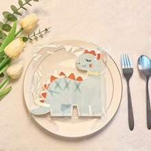 20pcs/40pcs Summer Cartoon Dinosaur Design Disposable Paper Napkins - Suitable For Parties, Picnics, BBQs, Lunches, Tailgate Gatherings