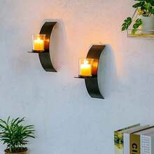 Rustic Wall Candle Holder For Tealight Candles - Rustic Gold And Bronze Wall Mounted Candle Sconces Decorative Metal Wall Decor For Bathroom Hallway Entryway - Black - View 7
