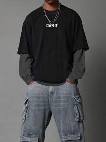 Men's Loose Knit Pullover Long Sleeve Color Block Sweatshirt, For Friends, Husband, Boyfriend Gifts,Men Long Sleeve Casual Sweatshirt, Boyfriend Gift, Men's Sweatshirt, Sweatshirt For Men, Sweater Men