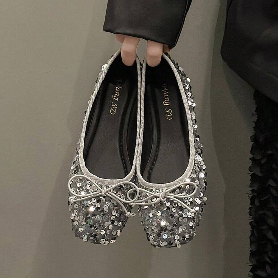 Zapatos planos de alto valor facial en primavera y verano, suelas suaves femeninas no están cansadas, pies Fairy Wind zapatos individuales, Bailarinas de mujer - Plateado - Ver 1