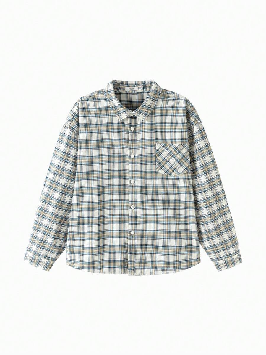 Balabala Parent-Child Long Sleeve Shirt 2025 New Soft Cozy Matching - White and Blue - View 1