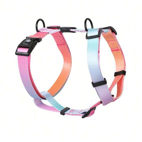 1Pc Gradient Dog Harness Small Medium Large Dog Summer Cute Pink Green Purple Blue Comfortable Adjustable Pet Harness For Small & Medium Dogs Outdoor Walking & Training