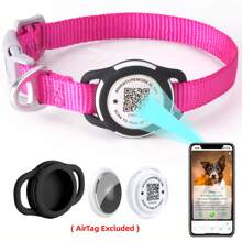 ThinkPet 1 pieza Collar inteligente de identificación para perros con etiqueta de identificación de mascota y función de recuperación - esencial para recuperar artículos perdidos, escanea el código QR del producto para hacer una llamada telefónica al propietario; Accesorios para perros, suministros para cachorros, collar para perros con funda protectora para AirTag