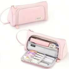 1 件大容量三角形铅笔盒耐用材料笔袋，宽敞的存储空间，适合学校、办公室和旅行必需品，文具收纳袋，完美的节日礼物，铅笔袋，书包，用于学校用品，返校 - 三角形 - 查看 8