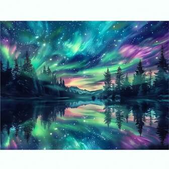 Kit de pintura acrílica DIY de 40*50cm con pinturas y pinceles, conjunto de pintura al óleo numérica, adecuado para aliviar el estrés, pintura numérica, relleno de números a mano, tema de luces del norte, para principiantes, arte de pared para decoración del hogar, regalos (sin marco)