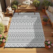 6ft X 9ft Waterproof Outdoor Rug - Durable Foldable Patio Carpet, Suitable For RV, Deck, Balcony, Backyard, Picnic, Porch, Camping, Beach, Grey & White - Gray - View 5