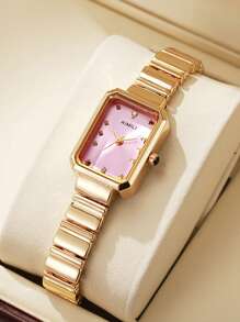 1 pezzo/set Orologio al quarzo alla moda con scala a barra e cinturino in acciaio, adatto per teenager, ideale per compleanni, Ognissanti, regali