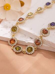 1 pieza Elegante collar de mujer con adornos de strass y circonita, versátil, lujoso y fashionable, adecuado para uso diario, fiestas y ceremonias; puede ser un regalo para familiares, esposa o novia en cumpleaños, aniversarios u otras ocasiones