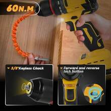 Cordless Drill Driver Electric Drill For Dewalt 20V Battery Brushless Driver With 2 Variable Speeds 25+1 Torque 3 8 Keyless Chuck 60N.M For Home Repairing No Battery - as pic - View 5