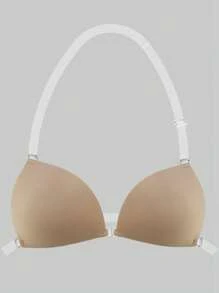 ideaCCSZ 1 Pc Triangle Cup Sticky Push Up Bra,Deep-V Design Breast Lift Self-Adhesive French Style Bras,Front Clasp Invisible Silicone Nipple Patches,With Neck Strap And Extension Buckle,Reusable For Bikini For Strapless Evening Dresses