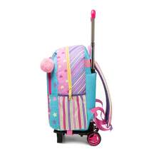 Mochila con ruedas para niñas en edad escolar, mochila con ruedas escolares, mochilas con ruedas lindas para niñas de 8 a 12 años, mochilas con ruedas y lonchera, útiles escolares de vuelta a clases - Rosa Amarilla Roja L4005F - Ver 3