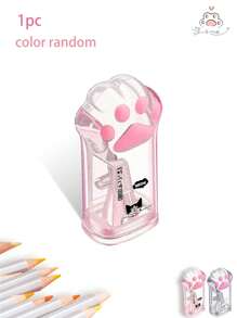Cute Cat Paw Pencil Sharpener, Manual Office, Home And School Supplies Pencil Sharpener With A Lid, Pink And Grey Pencil Sharpener, Small Handheld Pencil Sharpener, Cat Paw Manual Pencil Sharpener Accessories, Office, Home And School Supplies, Cat Paw Shape With A Lid Suitable For Children, Adults And Students, School Supplies, Student Awards, Children's Gifts, Pencil Sharpener Accessories, Pink And Grey Back To School