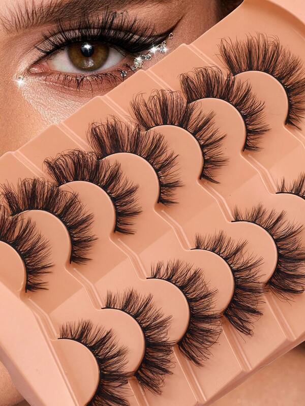 7 pares de pestañas de ojo de gato esponjosas de 3D imitación de visón, pestañas postizas de 20 mm de largo con efecto natural, a prueba de agua, que alargan y ensanchan los ojos, para fiestas y maquillaje diario