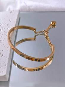 1 Stück minimalistisches und modisches 18K vergoldetes Edelstahl Herz-förmiges Anhänger Armband, lässiges Accessoire als Geschenk für Männer zu Valentinstag, Mütter, Muttertag