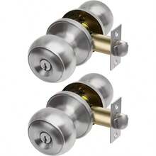 CML Hardware Keyed Entry Door Knob Set, Entran Door Lock In  Stainless Steel For Exterior And Interior, Round Ball Handle, 1 Pack - 2+Stain Stainless - View 1