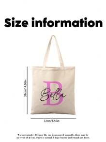 1 pièce Sac fourre-tout en canevas personnalisé pour la rentrée scolaire, nom personnalisé, sac à main, cadeau scolaire, cadeau de remise des diplômes, cadeau de fête, sac de plage, sac de mariée, sac en canevas pliable, unique, léger, grande capacité, décontracté, , convient pour sac à main, sac à bandoulière, détente urbaine