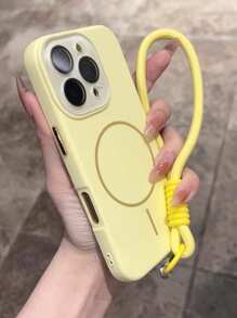 1 PIEZA Funda de teléfono con brazalete de silicona suave y magnética compatible con iPhone 16 15 14 13 12 11 Pro Max Plus para carga inalámbrica magnética y protección contra golpes