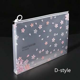 A4 Waterproof Cherry Blossom Style File Storage Zipper Bags, Used For Organizing Study Supplies, Study Office Supplies, Home Organization, And Travel Storage