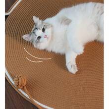 1 件超大加厚猫抓板，二合一猫按摩抓板垫带悬挂球，保护家具、沙发，耐用透气的编织棉绳材料，适合猫和小狗舒适地抓挠、休息和玩耍 - 彩色 - 查看 2