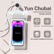 夜光防水手机袋，触摸屏，面部解锁，适合游泳，漂流，透明防水手机壳，触摸屏，带气垫，防水潜水壳，送货骑手必备，雨天骑行，非常适合夏天 - 彩色 - 查看 6