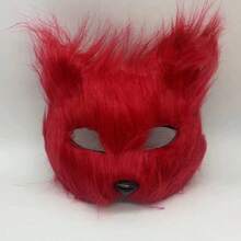 New Brown Long-Hair Fox Mask Half-Face Plush Animal Mask, Costume Party Performance Props Halloween