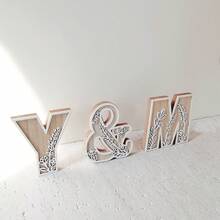 1pc Decorative Carving Flower & Alphabet Wooden Ornament, Back To School Decor, Free Mix-Match 26pcs English Letters, Wall Decoration, Wedding Party, Holiday,Christmas - Multicolor - View 4