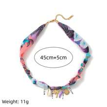 1pc Beach Vacation Leisure Style Colorful Ribbon Marine Life Tropical Flowers Palm Tree Shell Star Pendant Women's Necklace, Electroplated 18K Gold Waterproof And Sweat Proof, Suitable For Daily Wear And Use, Women's Jewelry, Women's Accessories, Suitable For Giving To Wives, Mothers, Girlfriends