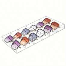 1pc Luxury Eyeglasses Display Tray, Perfume & Cosmetics Storage Organizer, Clear Acrylic Glasses Display Box With 6 Compartments, Desk Top Storage Holder, Gender Reveal Party, Perfect For Birthdays, Weddings, Parties, The Perfect Gift For Colleagues, Friends, And Family, Back To School - Clear - View 4
