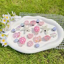 20pcs Pink DIY Detachable Shoe Charms, Including Pink Turtles, Starfish, Shell And Wave Pattern Stars, Suitable For Sandals, Beach Shoes And Slippers With Holes - Pink Turtle - View 4