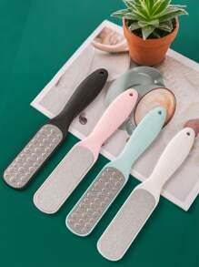 1pc Large Double-Sided Foot File - Hypoallergenic Metal Design, 4 Colors (Black, Pink, Light Blue, White), Home Callus Remover & Dead Skin Scrubber [Random Color]