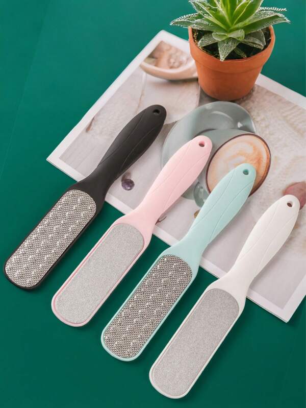 1pc Large Double-Sided Foot File - Hypoallergenic Metal Design, 4 Colors (Black, Pink, Light Blue, White), Home Callus Remover & Dead Skin Scrubber [Random Color]