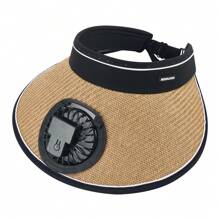Women's Sun Hat With Built-In Fan Wide Brim Visor Cap For Outdoor Camping Rechargeable Cooling Fan Included