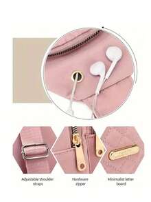 中性刺绣线条男女胸前背包韩版简约胸包适合男女户外休闲斜挎包 - 彩色 - 查看 4