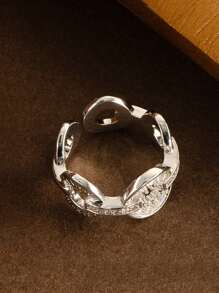 1pc Circular Elegant Luxury Women's Adjustable Ring, Inlaid With Shiny Zirconia, Anti-Allergic Brass Metal, Suitable For Daily Wear And Gift
