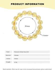 VE Genuine "Yumi" One-Piece Whole-Body Brazilian Natural Yellow Quartz Bracelet, Official Authentic Feng Shui Crystal Bracelet For Wealth And Career, Suitable For Men And Women, Ideal Gift For Friends, Partners, Supervisors, Natural Gemstone Color Varies - Citrine Bracelet - View 7