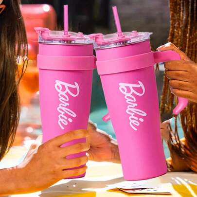 1600ml/54oz Barbie Collection Stainless Steel Vacuum Insulated Cup Fashion Cute Lightweight Straw Cup Large Capacity Coffee Mug Car Travel Water Bottle Thermal Tumbler Birthday Gifts