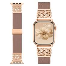 Pulseira trançada com nó celta glam e fivela magnética, compatível com Ultra 38 mm, 40 mm, 41 mm, 42 mm, 46 mm, 44 mm, 45 mm e 49 mm para mulheres e homens, pulseira trançada com design especial/pulseira elegante compatível com SE Ultra Watch Series 8/7/6/5/4/3/2/1, acessórios para relógio, presente para ela