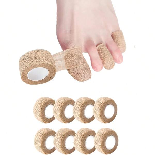 8 Rolls Self-Adhesive Toe Protector Pads - Elastic Fabric, Prevent Friction From High Heels And Shoes, Protect Toes And Fingers, Breathable And Portable, Suitable For Outdoor, Sports, Travel, Office And Home Use