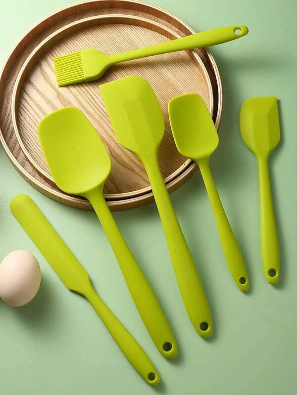 6 Piece Silicone Kitchen Tools Set, Include Cake Spatulas, Oil Brush, Scrapers, Heat Resistant Kitchen Utensils For Baking