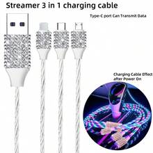 1pc 2-Port/4-Port/6-Port/8-Port Car Charger, Diamond Bling Bling 3-In-1 Charging Cable, Fast Charging, Type C, USB, Car Adapter, USB A To Type C, Type C To Type C Compatible With Phones, Dashcam, GPS, Men/Women Holiday/Birthday Gift