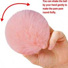 20pcs Faux Fur Pom Pom - 2.76 Inch Fluffy Pom Pom Balls With Elastic Ring Keychain Scarf Gloves Purse Accessories - White - View 7