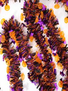 1pc Halloween Decoration, Halloween Metal Wire Wreath With Orange Pumpkin, Black Spiders, Purple Bats, Shiny Metallic Twisted Wreath For Home, Indoor, Outdoor, Party Decor Home Decor Fall Decor Room Decor
