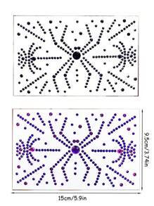 1 Peça Decoração de Rosto de Halloween Adesivo de Teia de Aranha Gótica para Festa, Maquiagem e Cosplay, Gemas de Rosto com Glitter Preto e Roxo